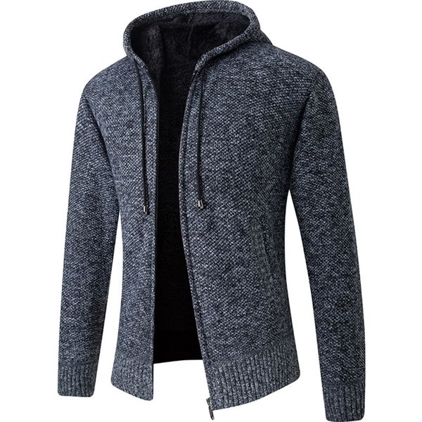 

cardigan mens hooded collar fleece warm sweaters coat men coat hoodies jacket thick full solid cardigan male coats 201221, White;black