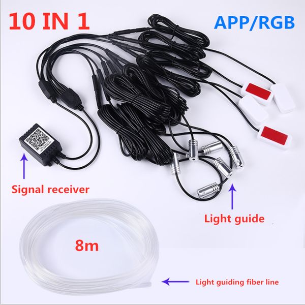 

8m rgb led atmosphere car light interior decoration fiber optic strip lights by app control 12v decorative ambient lamp