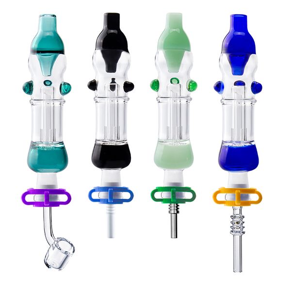 Love_E_CIG NC015 Hookah Bubbler Tubbler Fumando tubo de fumante 10mm Quartz Creamic Clipe de unhas na linha Dab Rig Rig Rig Bongs de água de vidro Tubos 4 Modelo Nails