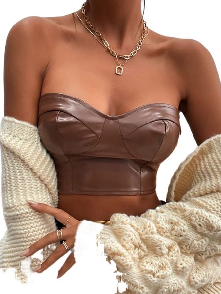 

solid bustier crop tube v4j1#, White