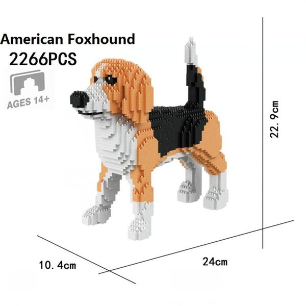 

small blocks dog model foxhound mini bricks animal building toy adults gift2554