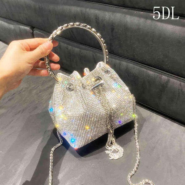 

purses and handbags bags for women luxury designer bucket clutch purse evening banquet bag crystal rhinestone shoulder bag y220812