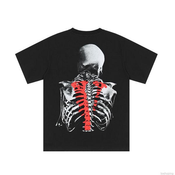 

22ss new men's t-shirt exclusive v letter skull print couple short sleeves1, White;black