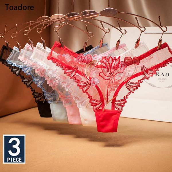 

3 pcs lot lace tangas mujer womens thong panties transparent string woman seamless underwear teen girls thongs stringi, Black;pink