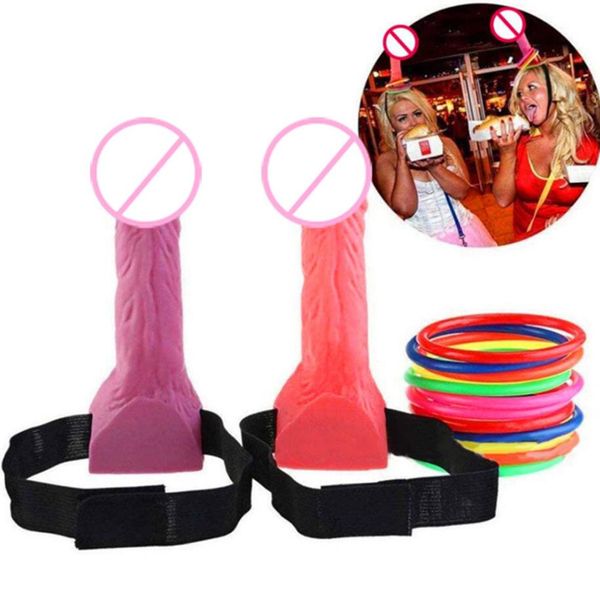 Bachelorette Party Games Lustige Geschenk Penis werfen Dick Heads Braut zu Hen Night Ring Toss Game Brautdusche Dekoration