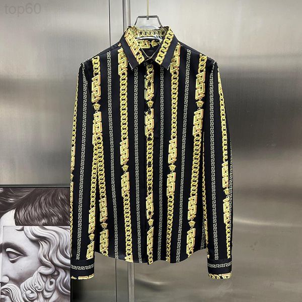 

men's casual shirts designer 2022 spring and summer new medusa printed casual shirt men's non iron long sleeve fashion versatile l, White;black