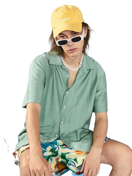 

men solid button up shirt w1k7#, White;black