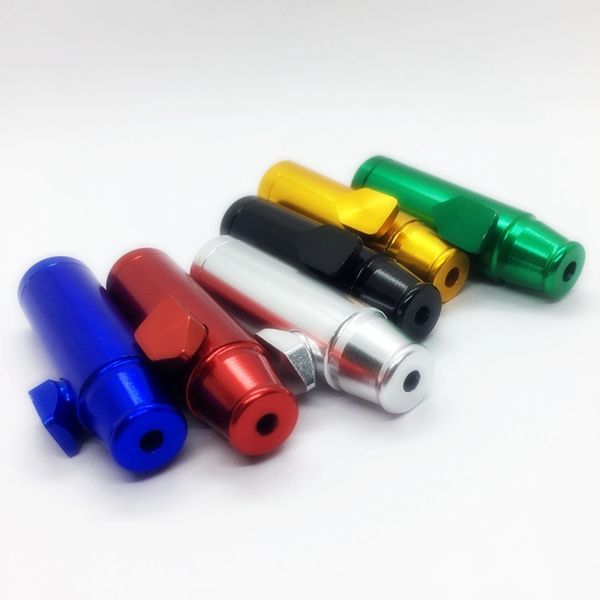 Fumo colorato Alluminio Portatile Erba secca Tabacco Spice Miller Snuff Snorter Sniffer Filtro Stash Bottiglia Bocchino Forma proiettile Portasigarette DHL Free