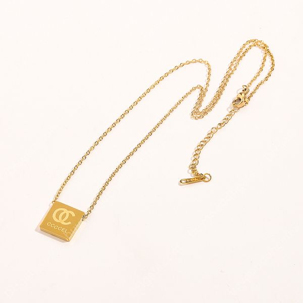 

never fading 14k gold plated luxury brand designer simple pendants necklaces stainless steel letter print choker pendant necklace beads, Silver