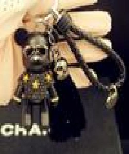

cartoon leather weave rope bomgom popobe gloomy keychain tassel key chain ring holder bag charm black pendant violence bear car h1, Silver