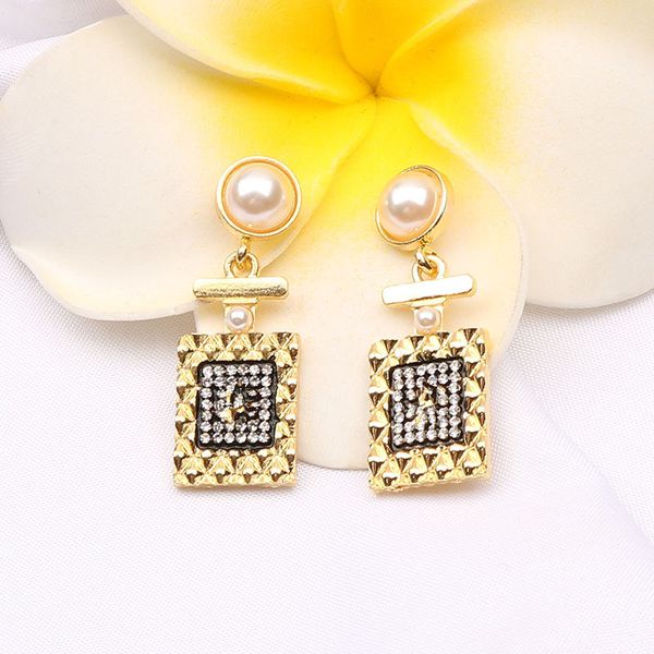 

fashionable korean earrings temperament simple fashion light luxury earrings women's crystal diamond perfume bottle, Golden;silver