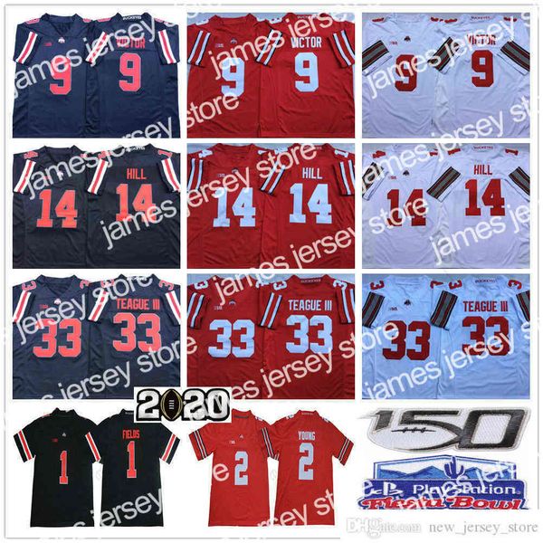 

2022 ncaa ohio state buckeyes college football wear 9 binjimen victor 33 master teague iii kj hill justin fields chase young fiesta bowl 150, Black