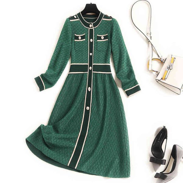 

casual dresses europe station high-end big label cutting light luxury cabinet tail goods boutique autumn round neck high, Black;gray