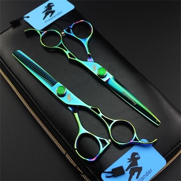 

6 inch japan 440c steel professional hairdressing scissors green hollow handle tools hair scissors hairstylist barber 220317
