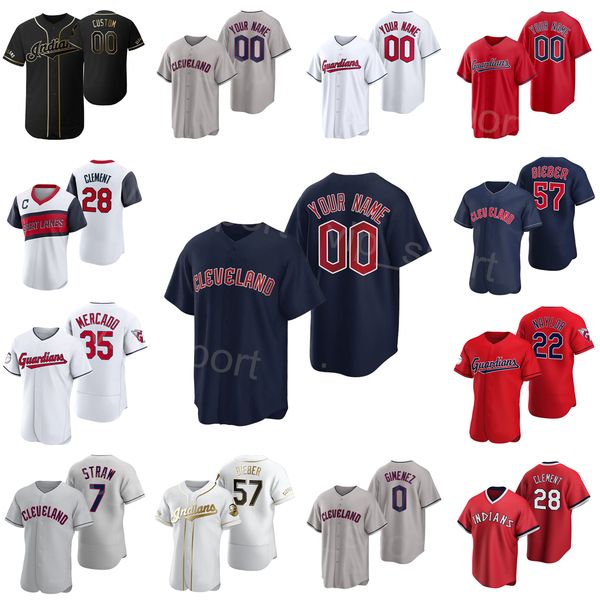 

2022 baseball 28 ernie clement jersey 22 josh naylor 48 emmanuel clase 27 bryan shaw 57 shane bieber 7 myles straw 0 andres gimenez pullover, Blue;black