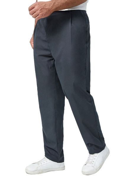 

extended sizes men slant pockets tailored pants x4o8#, Black