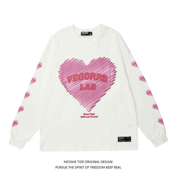 

moishe tide european and american hip-hop letters love printing round neck sweater for men women loose ins couple fashion, Black