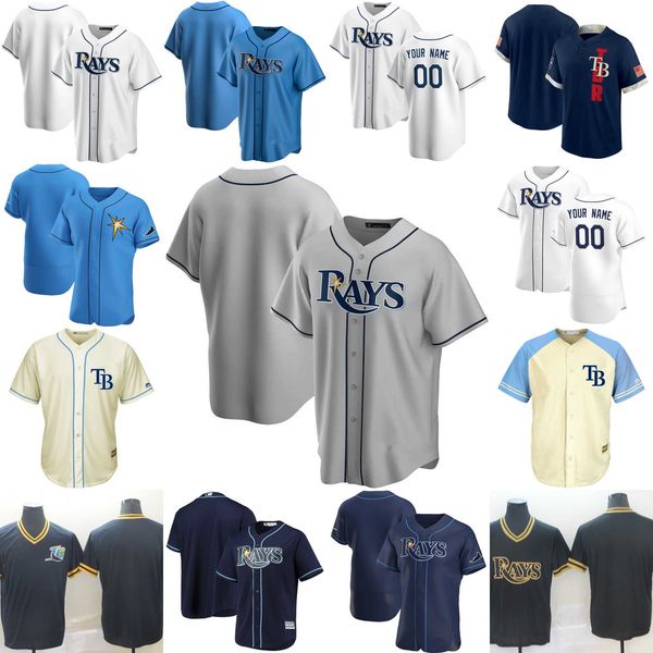 

2022 baseball jerseys custom jersey mens women youth tampa''bay''rays''14 rich hill 20 tyler glasnow 39 kevin, Blue;black