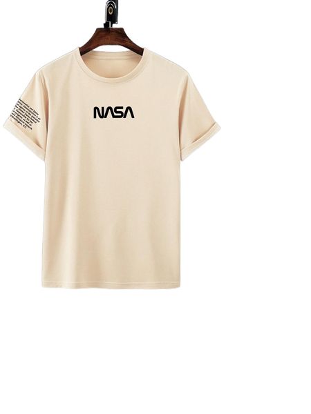 

men slogan graphic tee & drawstring waist sweatpants r524#, Gray