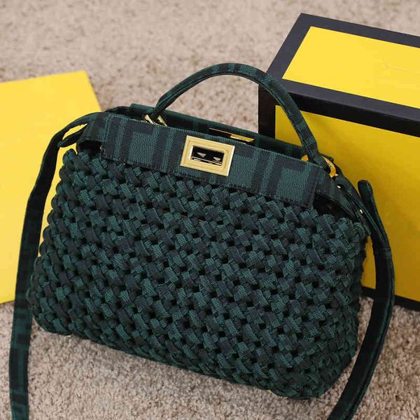 

shopping bags shoulder vintage women brown handbag old flower weaving bag tote designer handbags crossbody purse 220709
