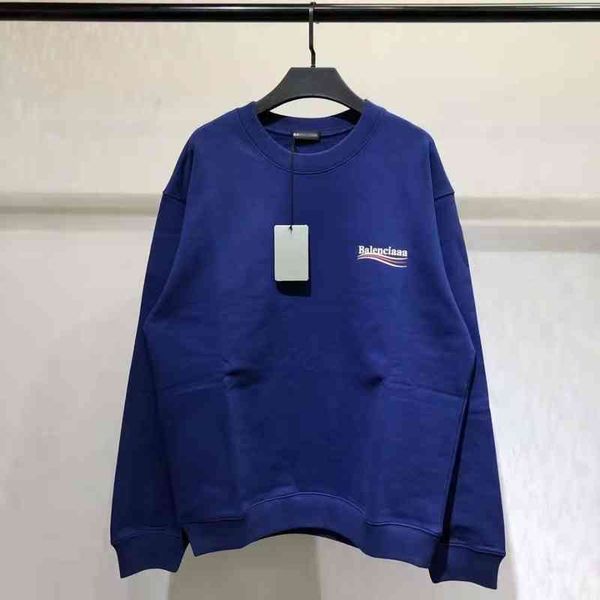 

2q0t paris family round neck sweater coke pop letter back wave letter printing fashion men and women with lovers, Black