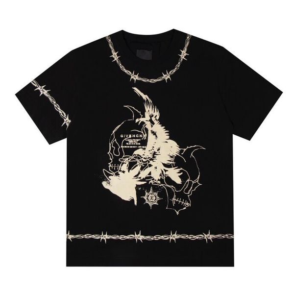 

street fashion print men's and women's short-sleeved t-shirt summer trend loose street hip-hop couple cool men's shorts t-shi, Black;brown
