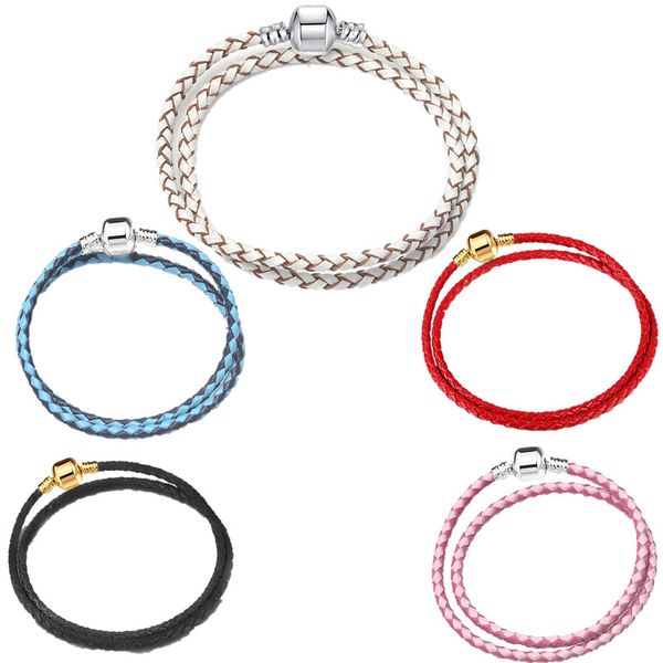 

designer charm basic bracelets leather chain original fit pandora fashion bracelet, Golden;silver