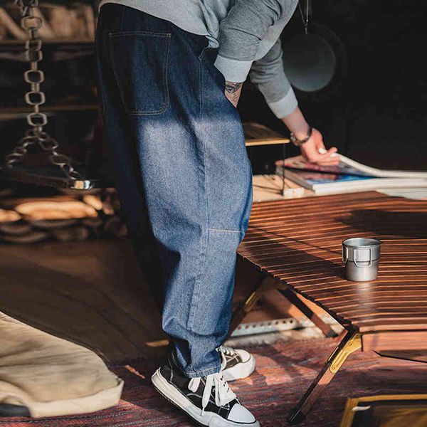

men's jeans madden work clothes tannin wash elastic waist loose jeans cityboy wide leg tapered pants men ygdo, Blue