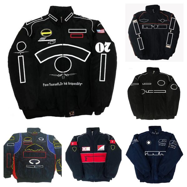 

f1 formula one racing jacket full embroidered logo autumn and winter cotton clothing spot sales