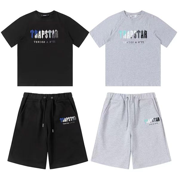 

2022 embroidery trapstar men's short suit designer t-shirts summers hip hop, Gray