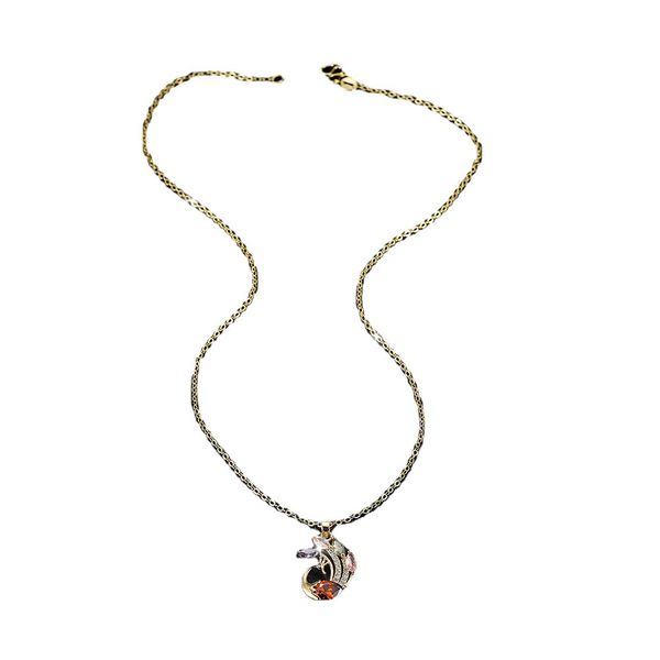 

pendant necklaces luxury fashion rainbow crystal zircon peacock design gold color for women clavicle chain anniversary gift, Silver