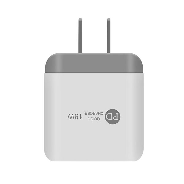 Novo 18W PD QC3.0 USB C Adaptador de energia de carregamento rápido EU UK US Plug para iPhone Xiaomi Samsung