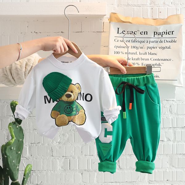 Frühling Neue Kinder Casual Kleidung Anzug Baby Jungen Mädchen Langarm Sweatshirt Hosen 2 stücke Set Kinder Cartoon Bär Kleidung set