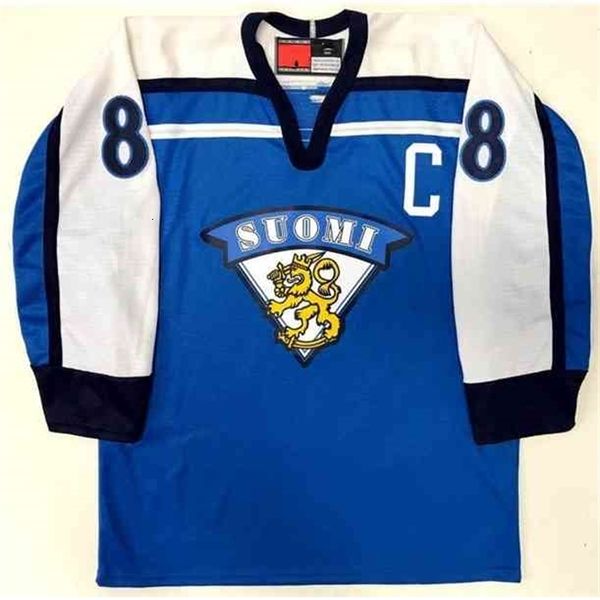 Ceuf Finland Suomi #4 Kimmo Timonen 8 Teemu Selanne 27 Teppo Numminen Hockey Jersy