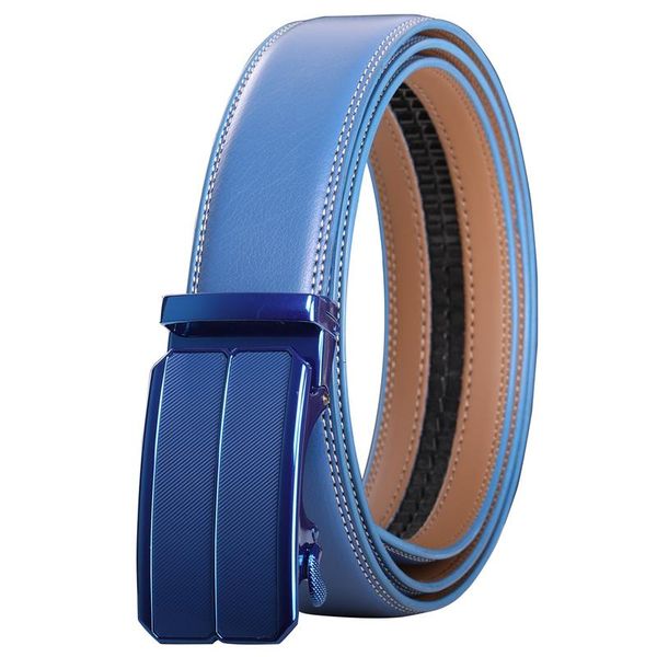 

belts brown blue men belt genuine leather cowskin luxury strap men's automatic buckle for 2022 b338, Black;brown