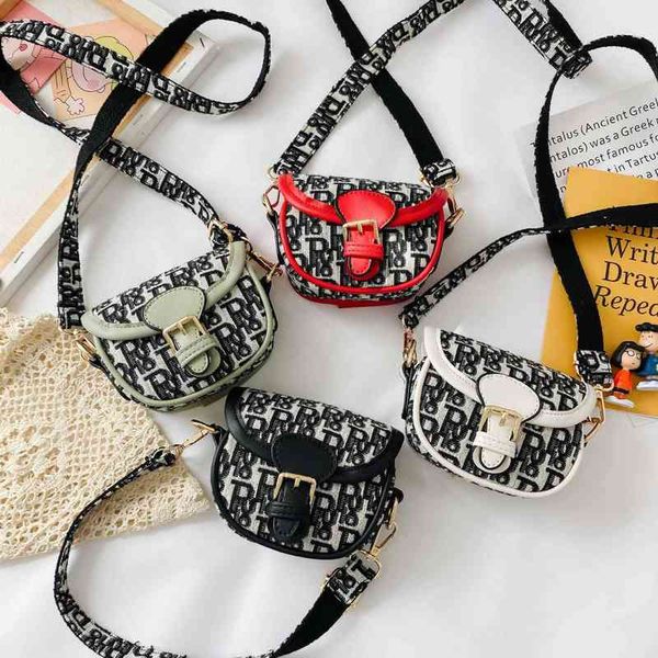 

girls' fashion children's diagonal saddle foreign style versatile girls' accessories single shoulder batchhandbag, Black