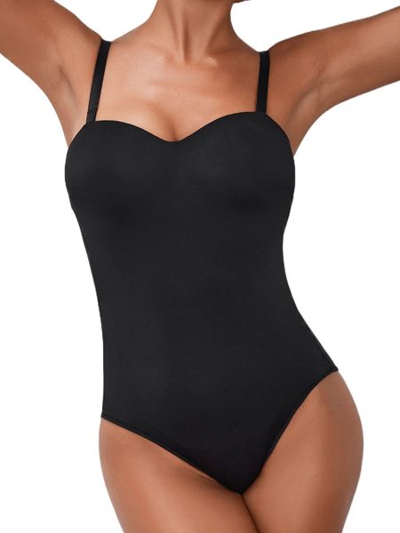 

solid shapewear bodysuit d2tm#, Black;red