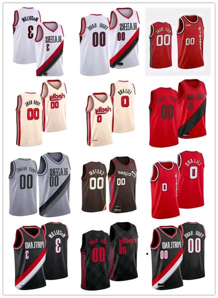 

75th custom men women portland''trail blazers''24 norman powell damian 0 lillard cj 3 mccollum 27 jusuf nurkic basketbal, Black;red