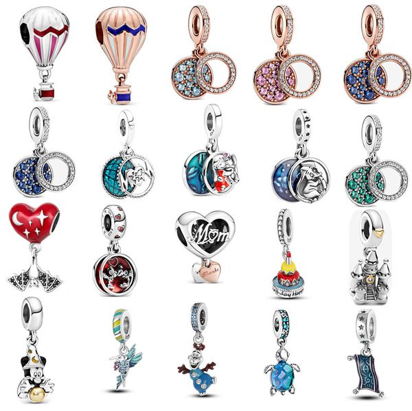 s925 Charms in argento sterling Perline sciolte Pagliaccio Tappeto magico Cerchio Perline Donna Originale Fit Pandora Bracciale Ciondolo Lusso Fai da te Donna Mamma Gioielli Regalo