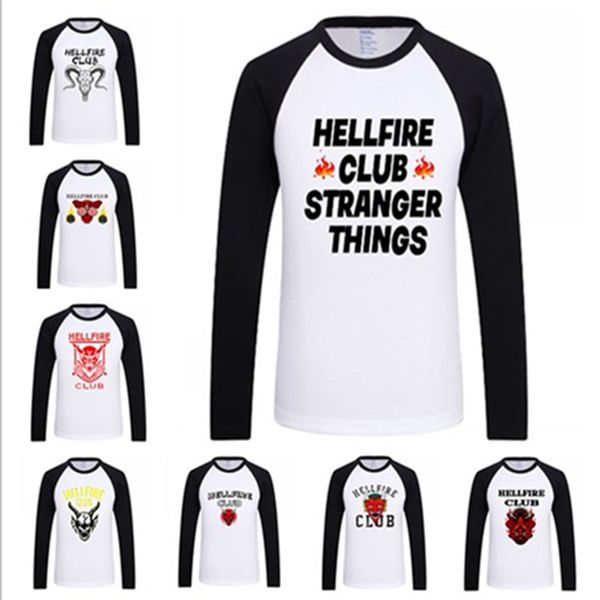 

women's t-shirt stranger things hellfire club shirt long sleeve crewneck hip hop fashion casual short sleeve260o, White