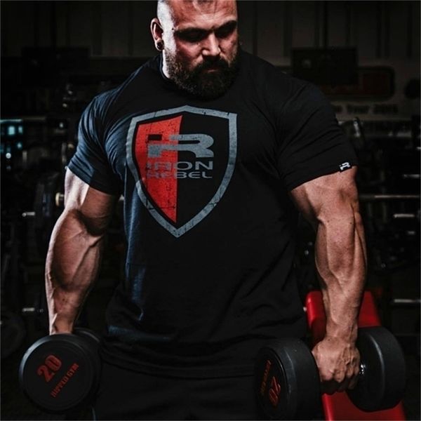 

men fashion 100% cotton t shirts bodybuilding workout gym casual t-shirt men 210329, White;black