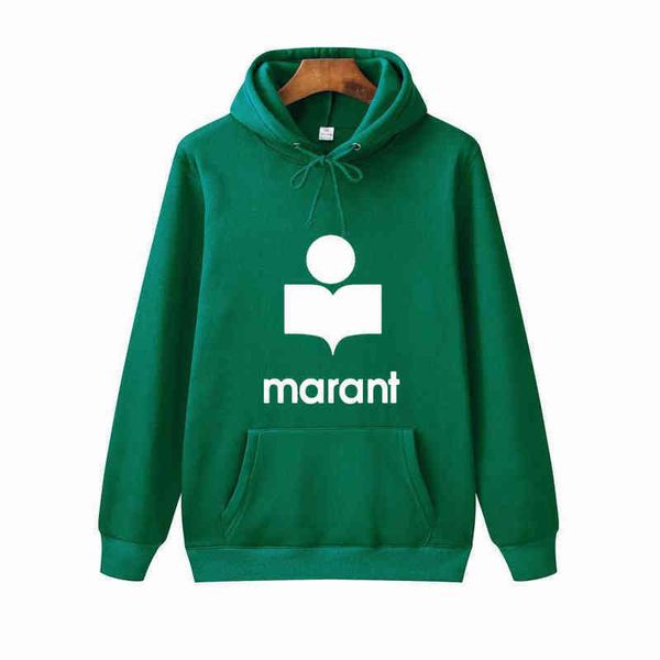 

2021 spring and autumn men's hoodie sweatshirt marant printed long-sleeved pullover, Black