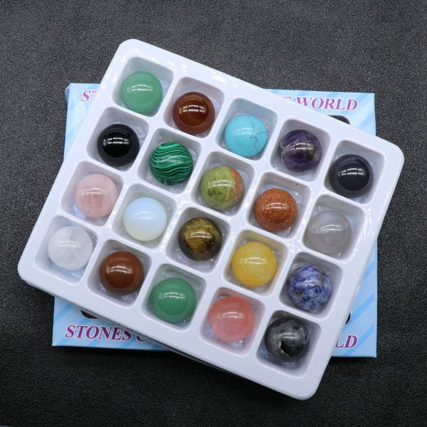 

20mm ball reiki healing chakra natural stone bead palm quartz mineral crystal tumbled gemstones hand piece home decoration accessories gift, Black
