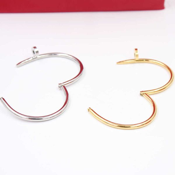 

brand nail bracelets bangles luxury stainless steel accessory cuff jewelry gift women and male femme, White
