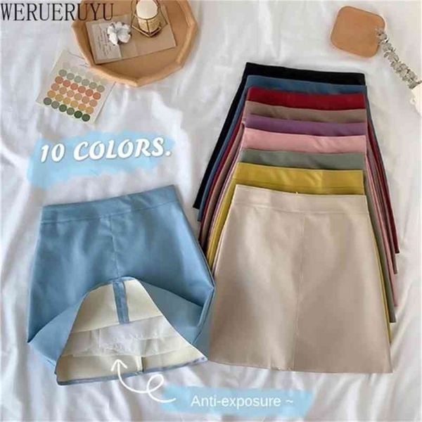 

werueruyu above knee mini women pu faux leather skirts plus size jupe femme faldas mujer 210319, Black