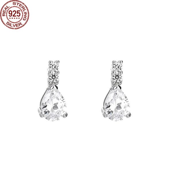 

popular s925 sterling silver simple water drop zircon inlaid charm earrings women's new design full girl fashion acces, Golden