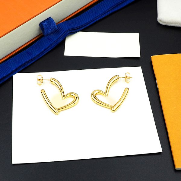 

v gold charm heart earring women rose dangle couple flannel bag stainless steel jewelry gifts woman accessories wholesale with jewelry pouch, Golden