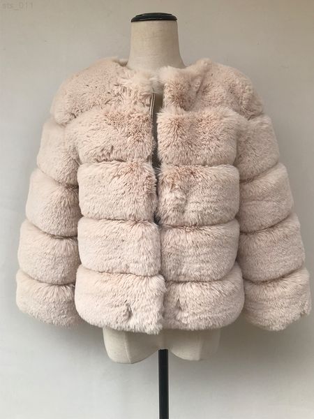 

2022 new women soft fluffy faux rabbit fur vest and coat and shawls t220716, Black