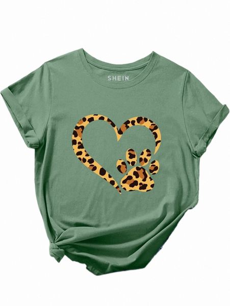 

heart and leopard print tee w8u5#, White