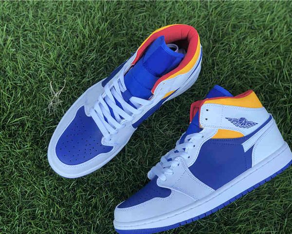 

shoes high jumpman women's basketball men's 1 s white blue yellow sports sneaker